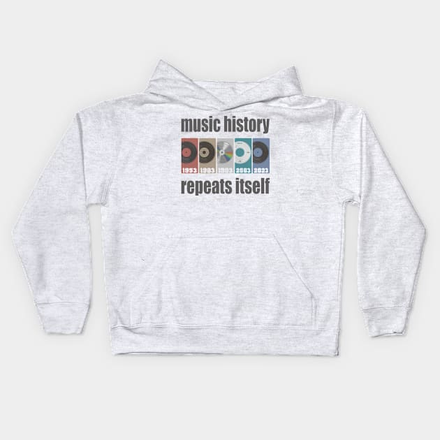 Music History, Repeats Itself Kids Hoodie by North Tight Rope